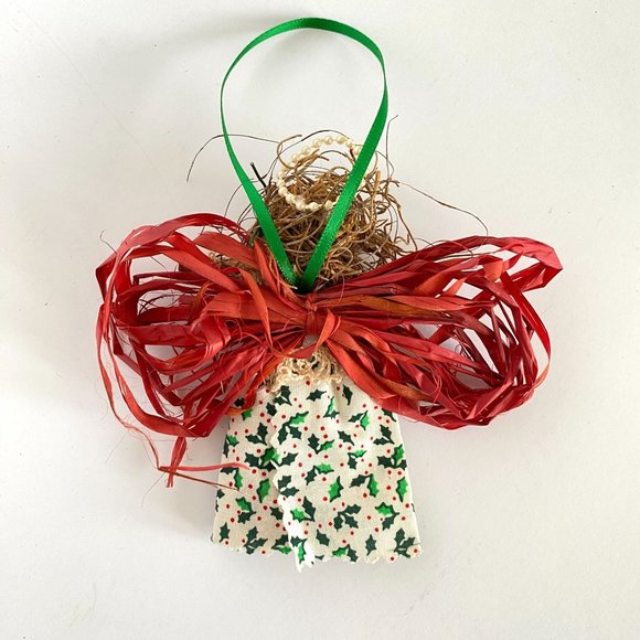 Handmade Cinnamon Angel Clothespin Girl Fabric Lace Christmas Ornaments Set of 2 - Picture 3 of 10